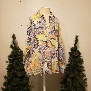 🎯 Floral button up long length shirt